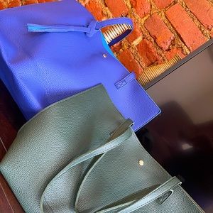 Blue & Green Medium Sized Tote Bags